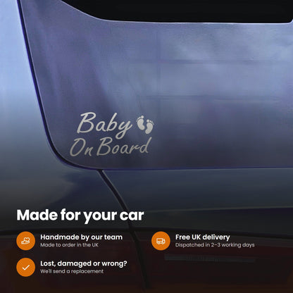 Baby On Board Car Sticker | With Baby Feet: features and delivery