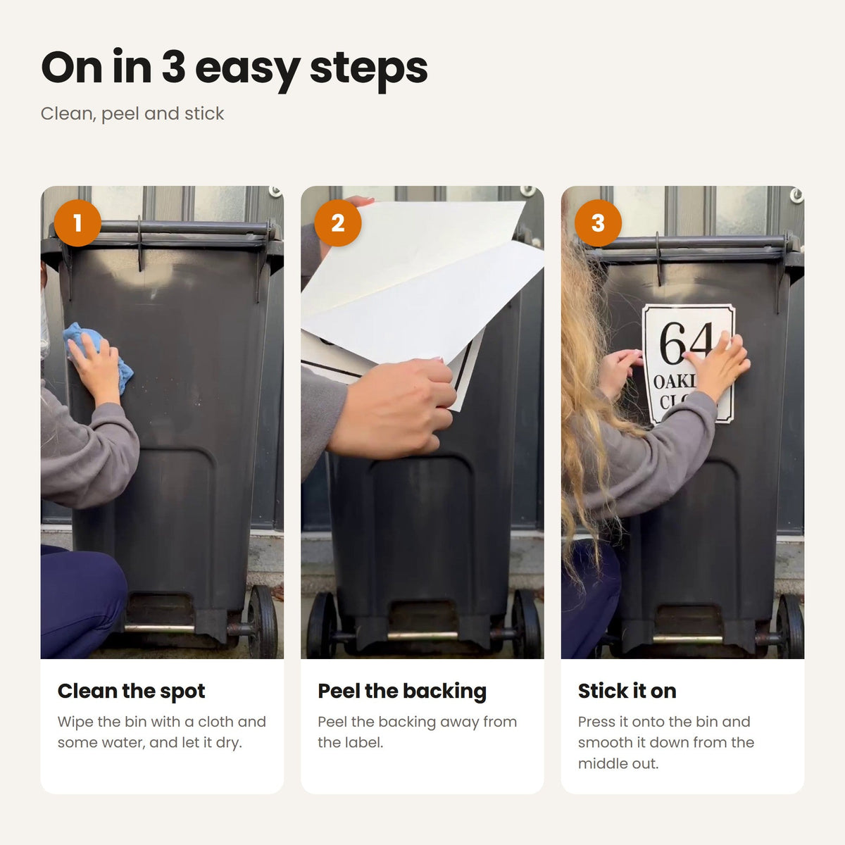 How to apply Custom Wheelie Bin Stickers | Waterproof Bin Number Labels