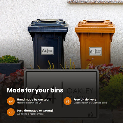 Modern Wheelie Bin Labels | Modern Font: features and delivery