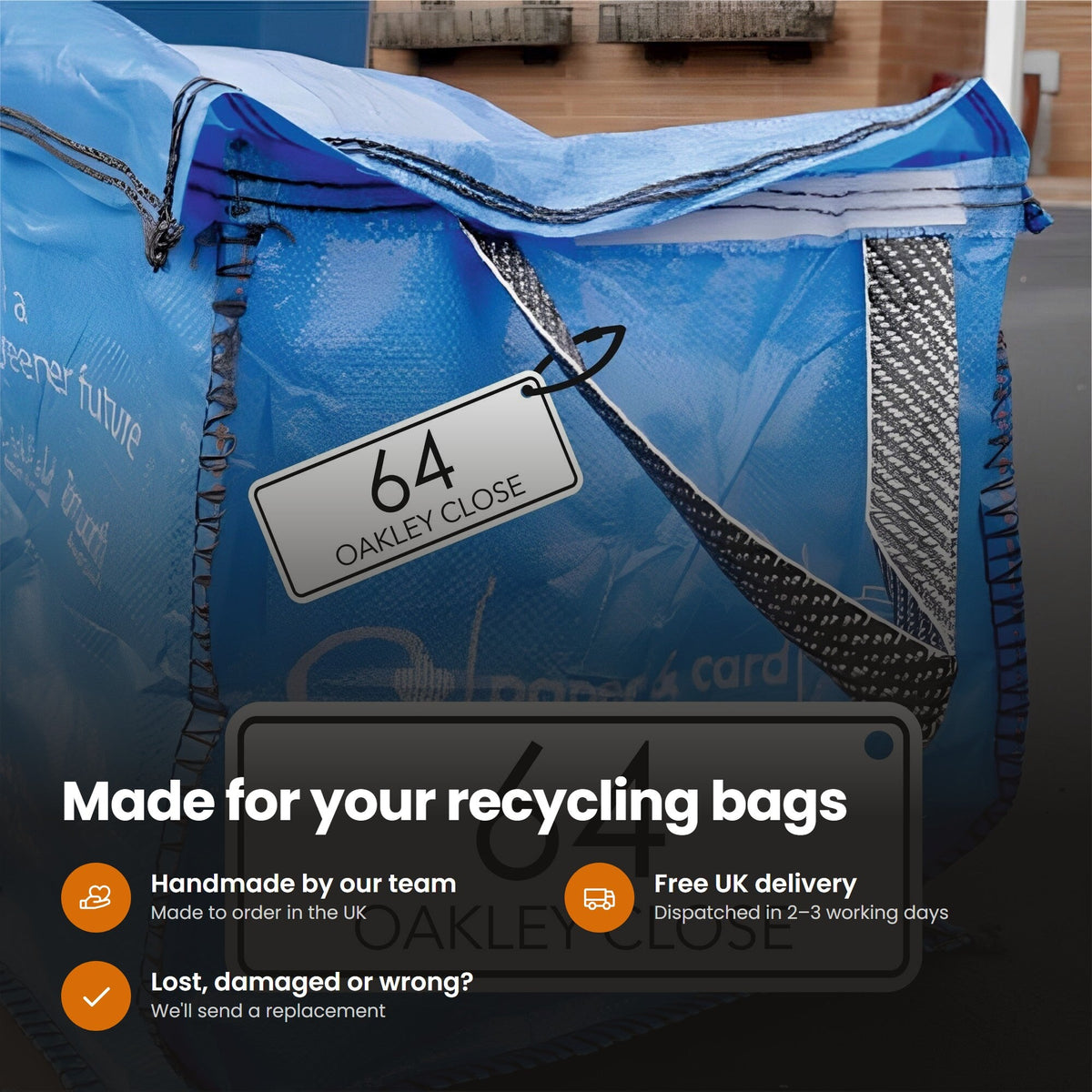 Modern Recycling Bag Tags | Large Number Bin Tag: features and delivery