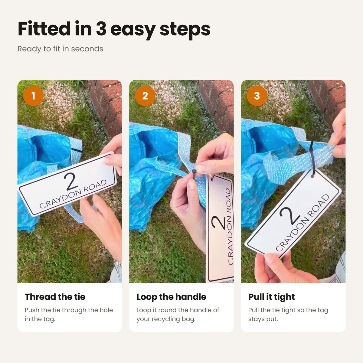 How to apply Modern Recycling Bag Tags | Large Number Bin Tag