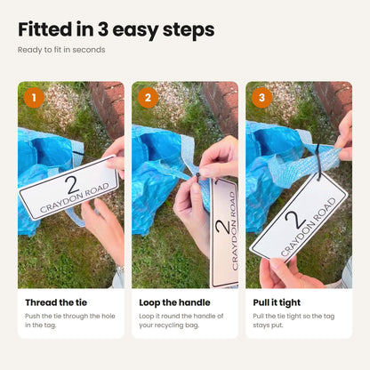 How to apply Modern Recycling Bag Tags | Large Number Bin Tag