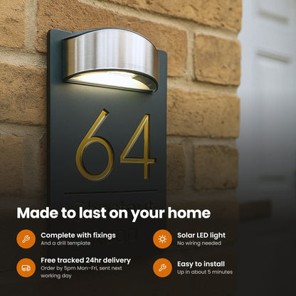 Luxury Solar LED House Sign: features and delivery
