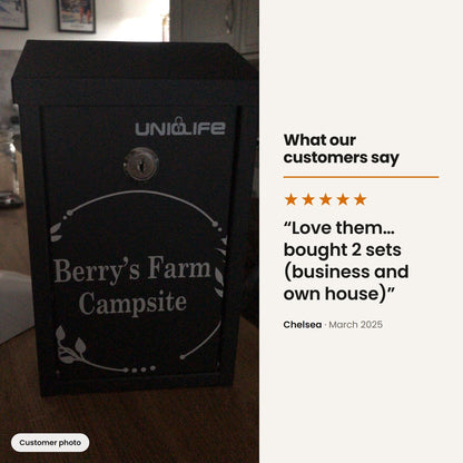 Customer photo and 5 star review of Personalised Postbox Stickers | Floral Wreath