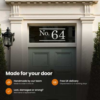 Personalised Door Number Stickers | Traditional Design: features and delivery