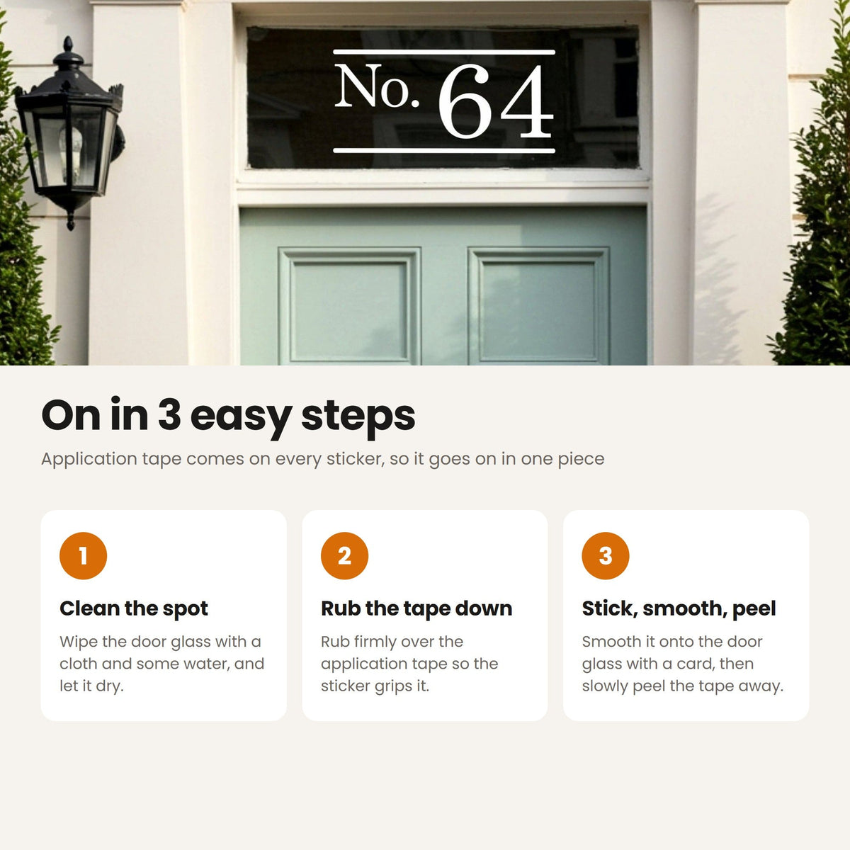 How to apply Personalised Door Number Stickers | Traditional Design