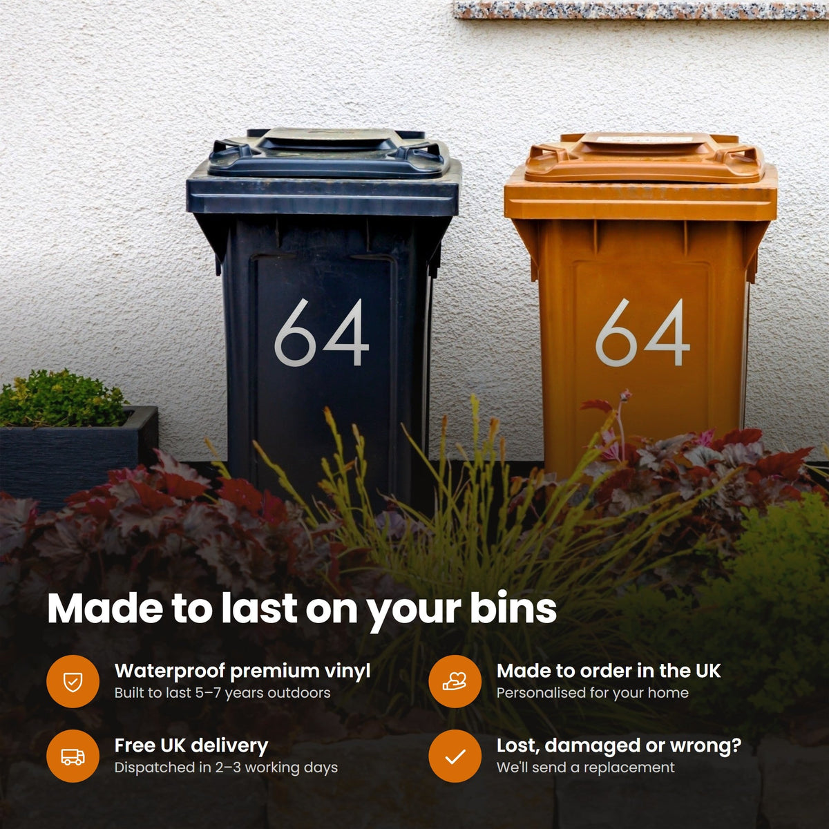 Wheelie Bin Numbers | Modern Font: features and delivery