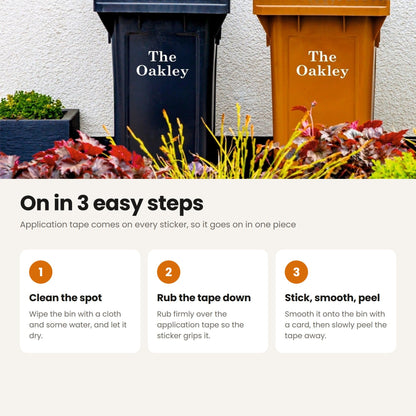 How to apply House Name Wheelie Bin Stickers | Traditional Font