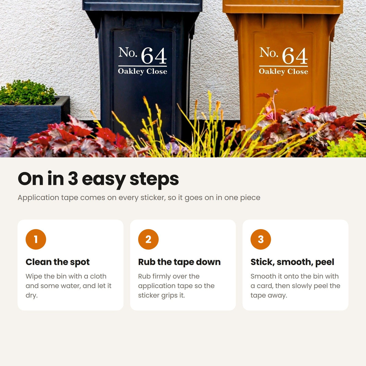 How to apply House Number & Address Wheelie Bin Stickers | Traditional Font