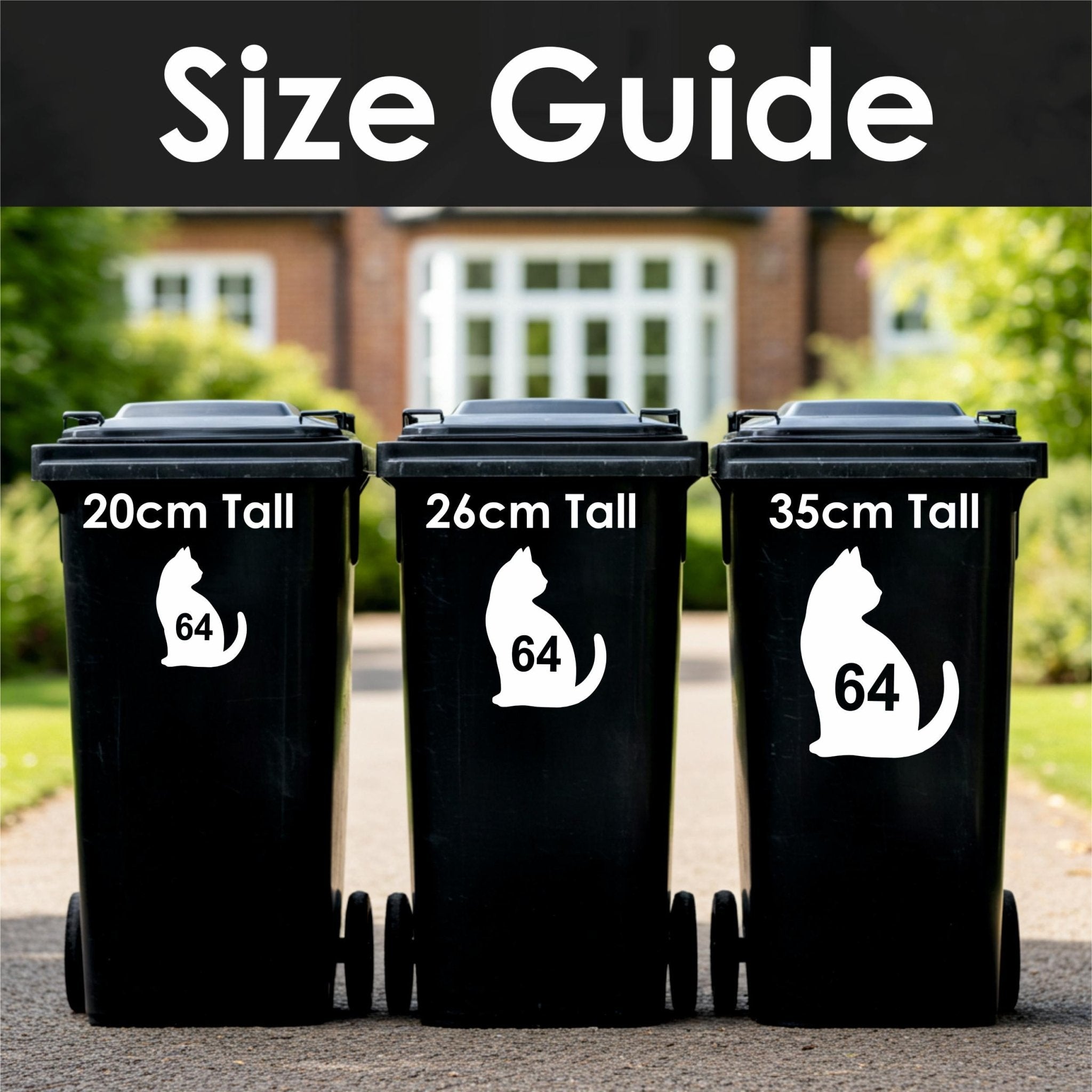 Custom Cat Wheelie Bin Stickers | Waterproof Bin Number Stickers - Capital Letter Signs