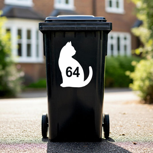 Custom Cat Wheelie Bin Stickers | Waterproof Bin Number Stickers - Capital Letter Signs