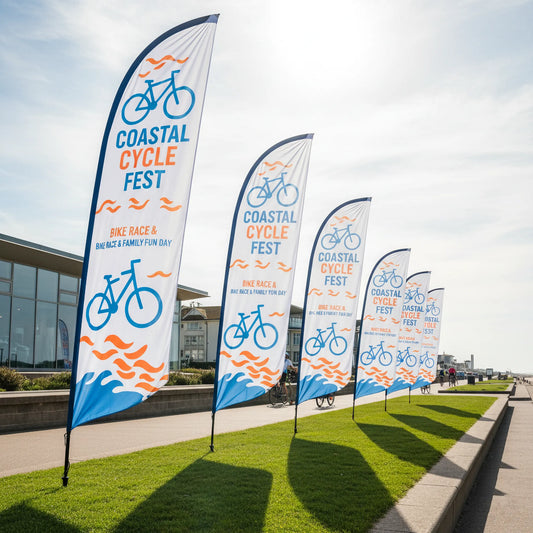 Custom Printed Flags by Capital Letter Signs – hero image showing promotional outdoor flags