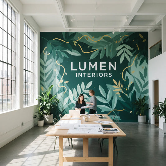 Custom Printed Wallpaper by Capital Letter Signs – hero image showing wall mural in office