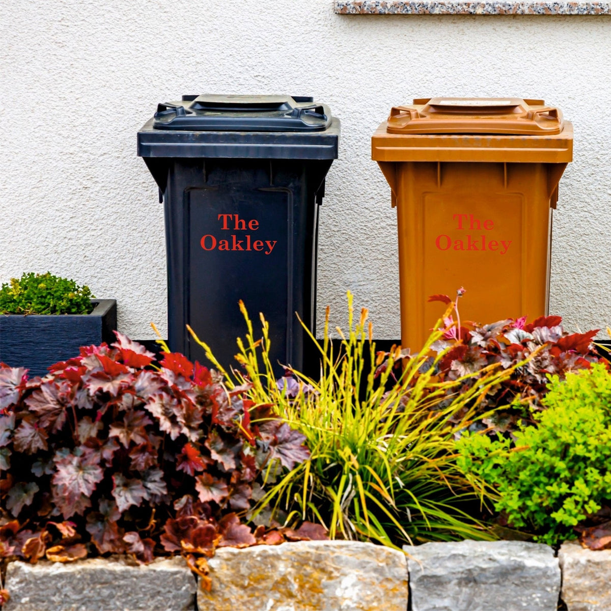 House Name Wheelie Bin Stickers | Traditional Font - Capital Letter Signs