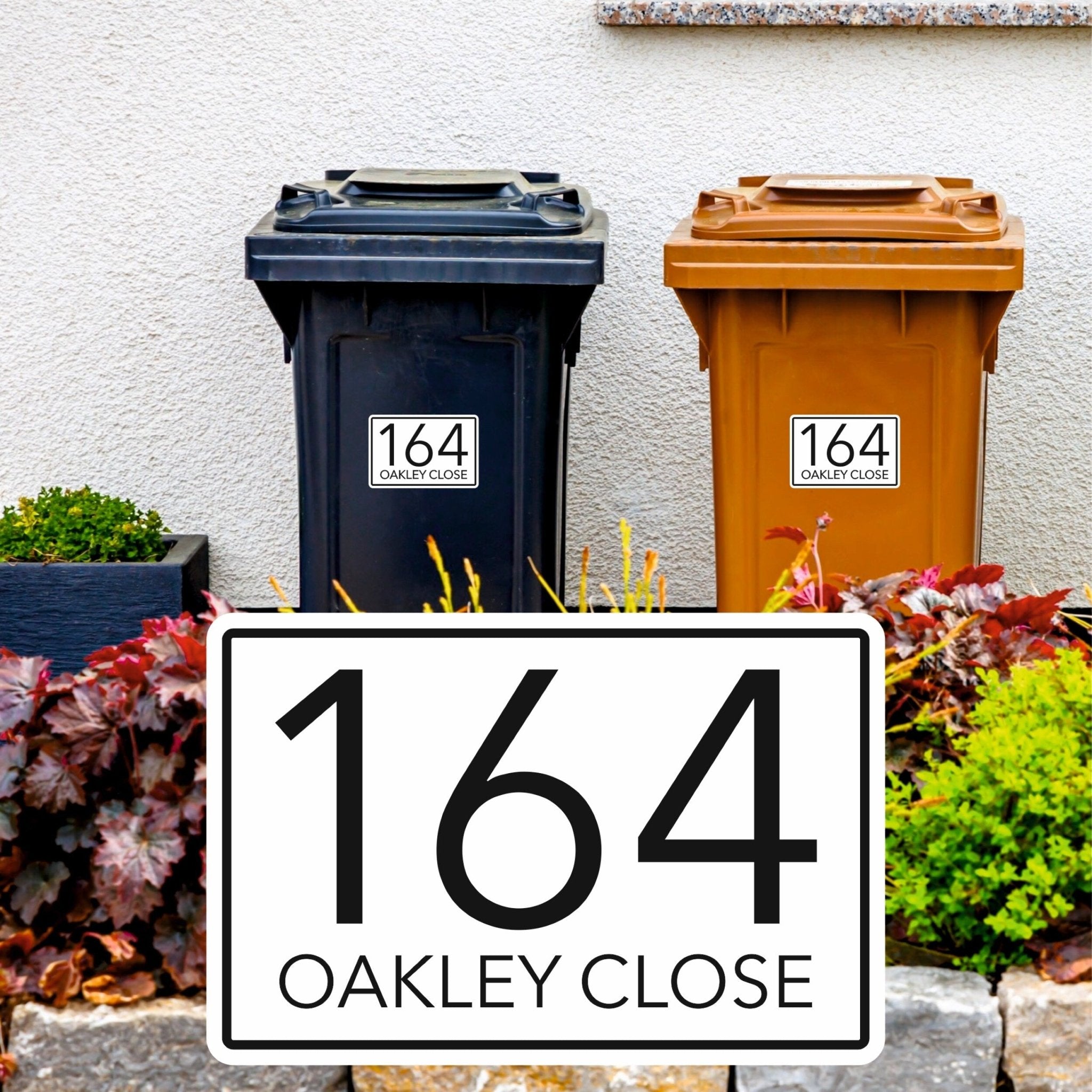 Large Number Wheelie Bin Labels | Modern Font - Capital Letter Signs