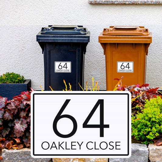 Large Number Wheelie Bin Labels | Modern Font - Capital Letter Signs