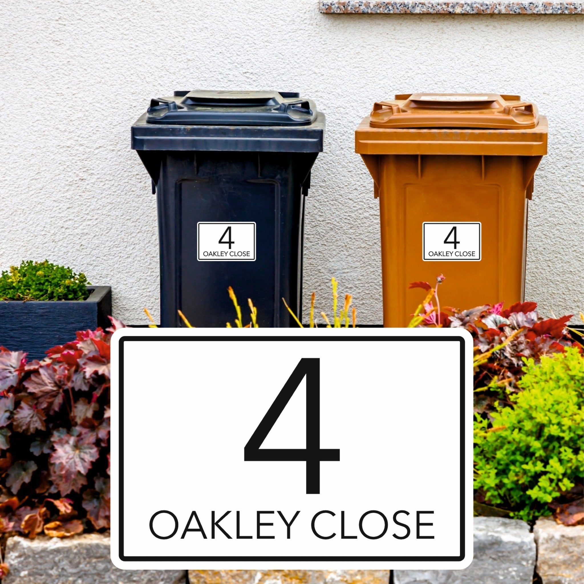 Large Number Wheelie Bin Labels | Modern Font - Capital Letter Signs