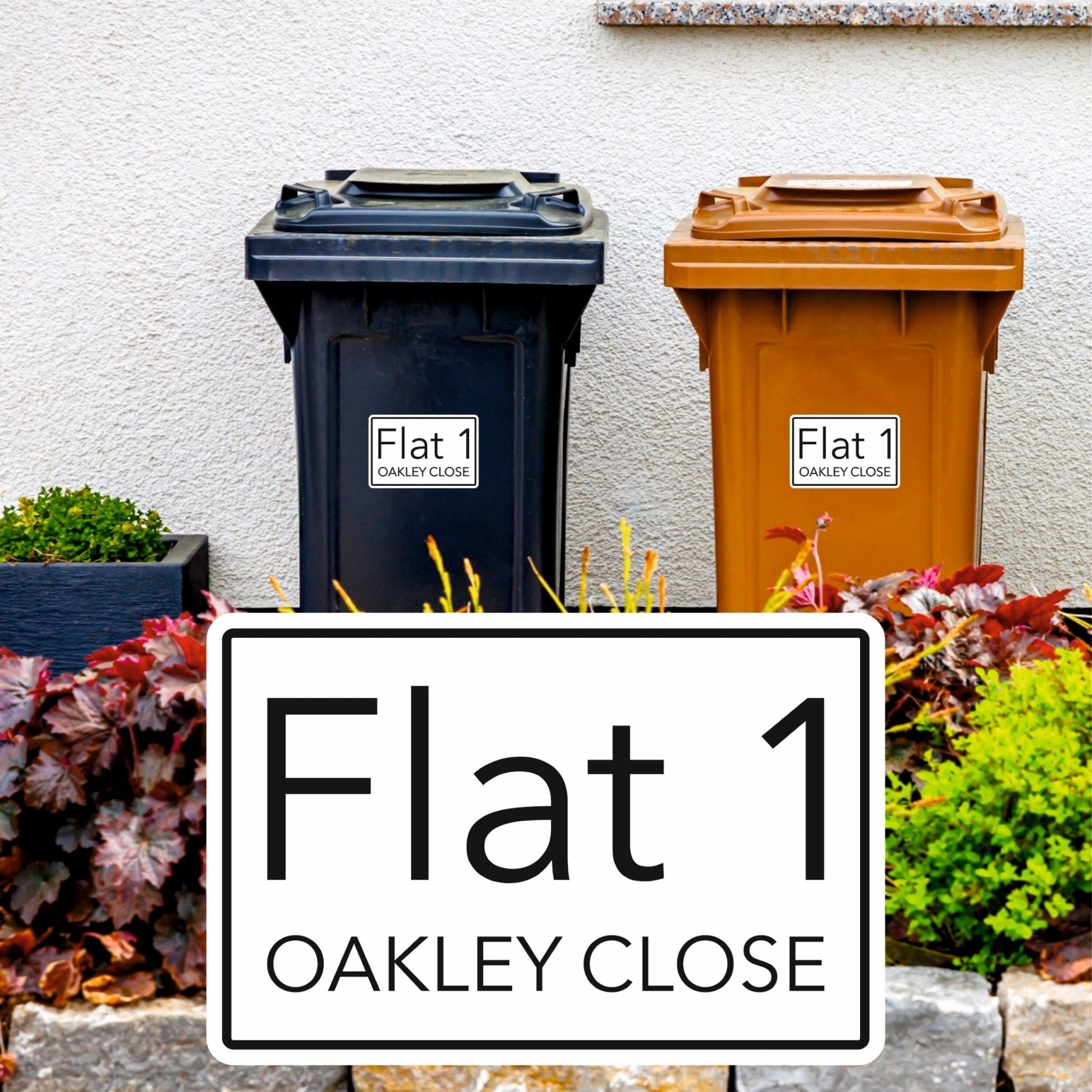 Large Number Wheelie Bin Labels | Modern Font - Capital Letter Signs