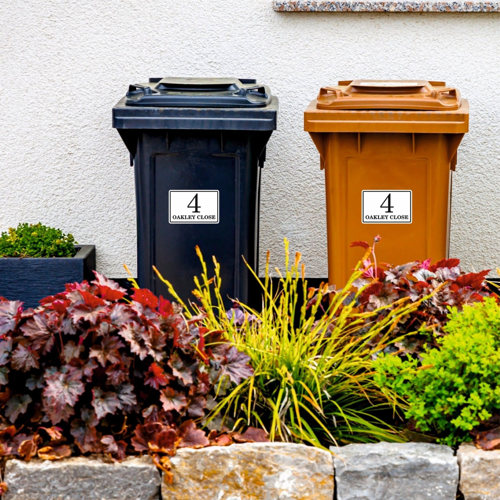 Large Number Wheelie Bin Labels | Traditional Font - Capital Letter Signs