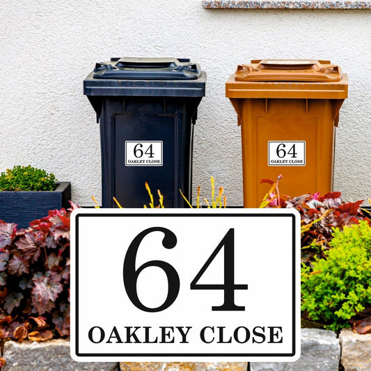 Large Number Wheelie Bin Labels | Traditional Font - Capital Letter Signs