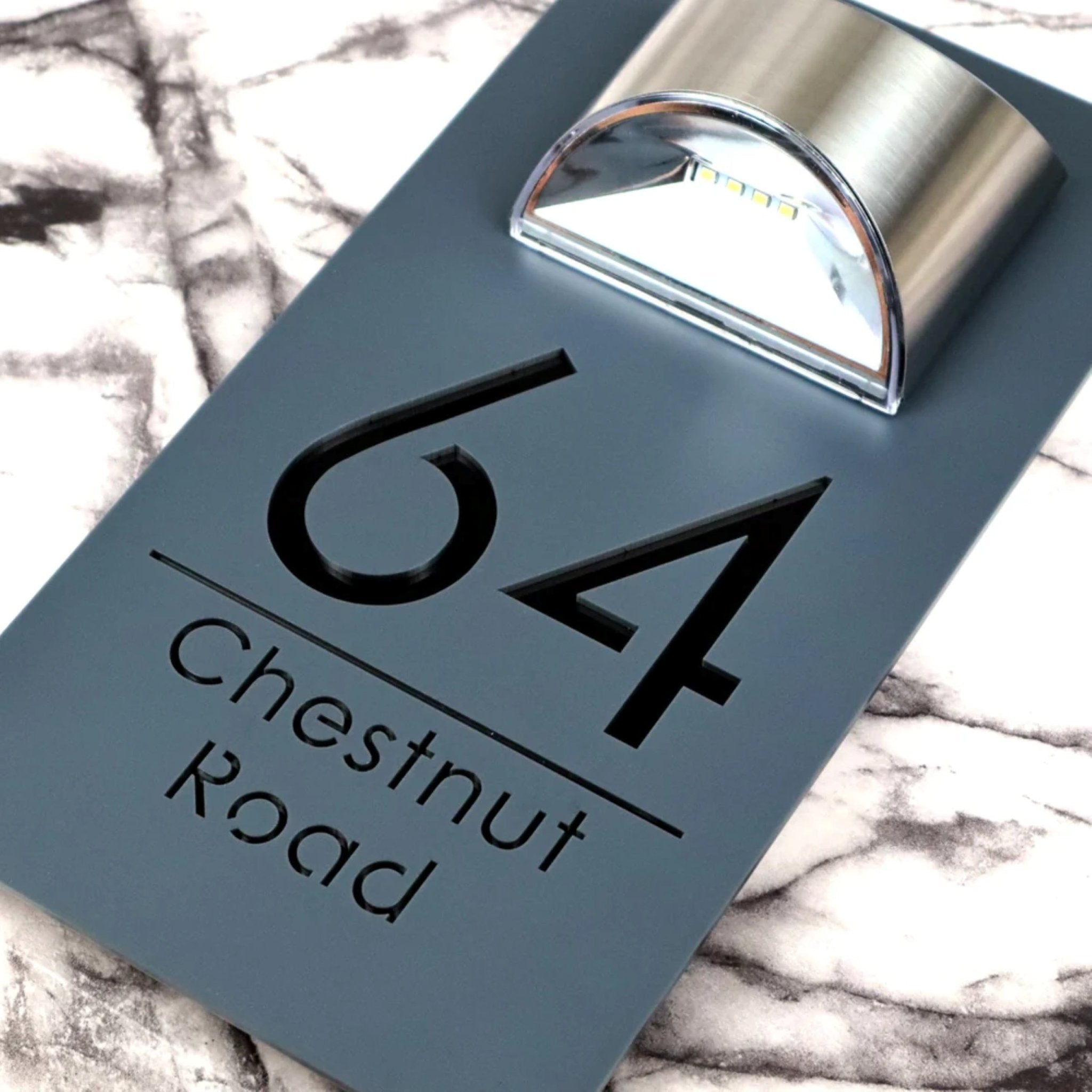 Luxury LED House Sign | 16x30cm | Mirror Finish Text - Capital Letter Signs