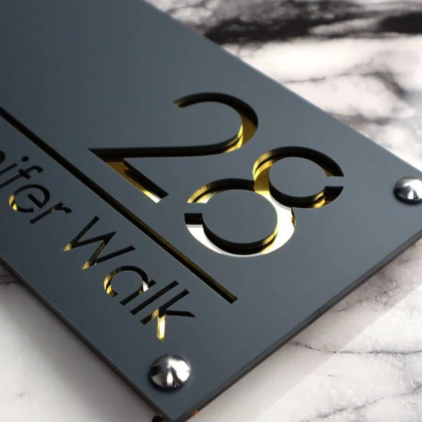 Modern Anthracite Grey House Sign | 28x14cm - Capital Letter Signs