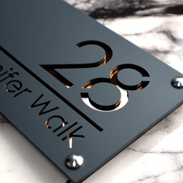 Modern Anthracite Grey House Sign | 28x14cm - Capital Letter Signs