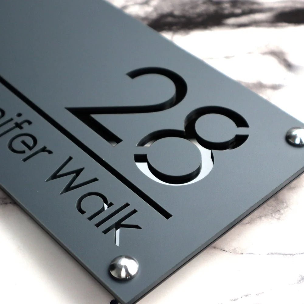 Modern Anthracite Grey House Sign | 28x14cm - Capital Letter Signs