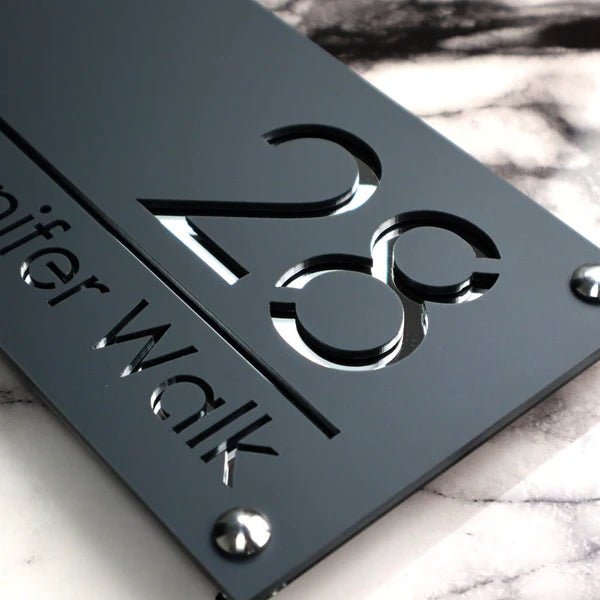 Modern Anthracite Grey House Sign | 28x14cm - Capital Letter Signs
