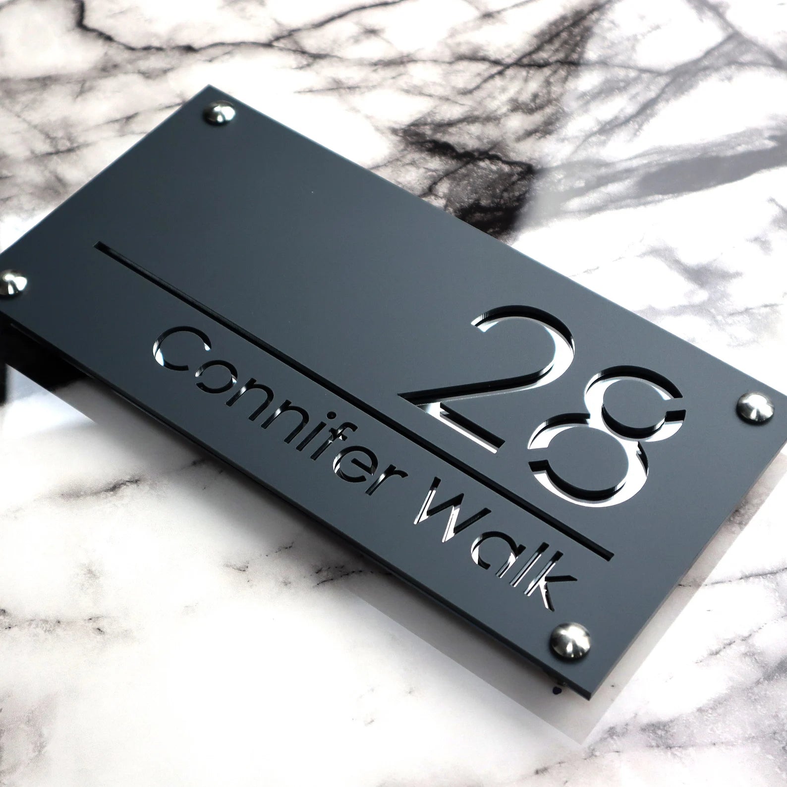 Modern Anthracite Grey House Sign | 28x14cm - Capital Letter Signs