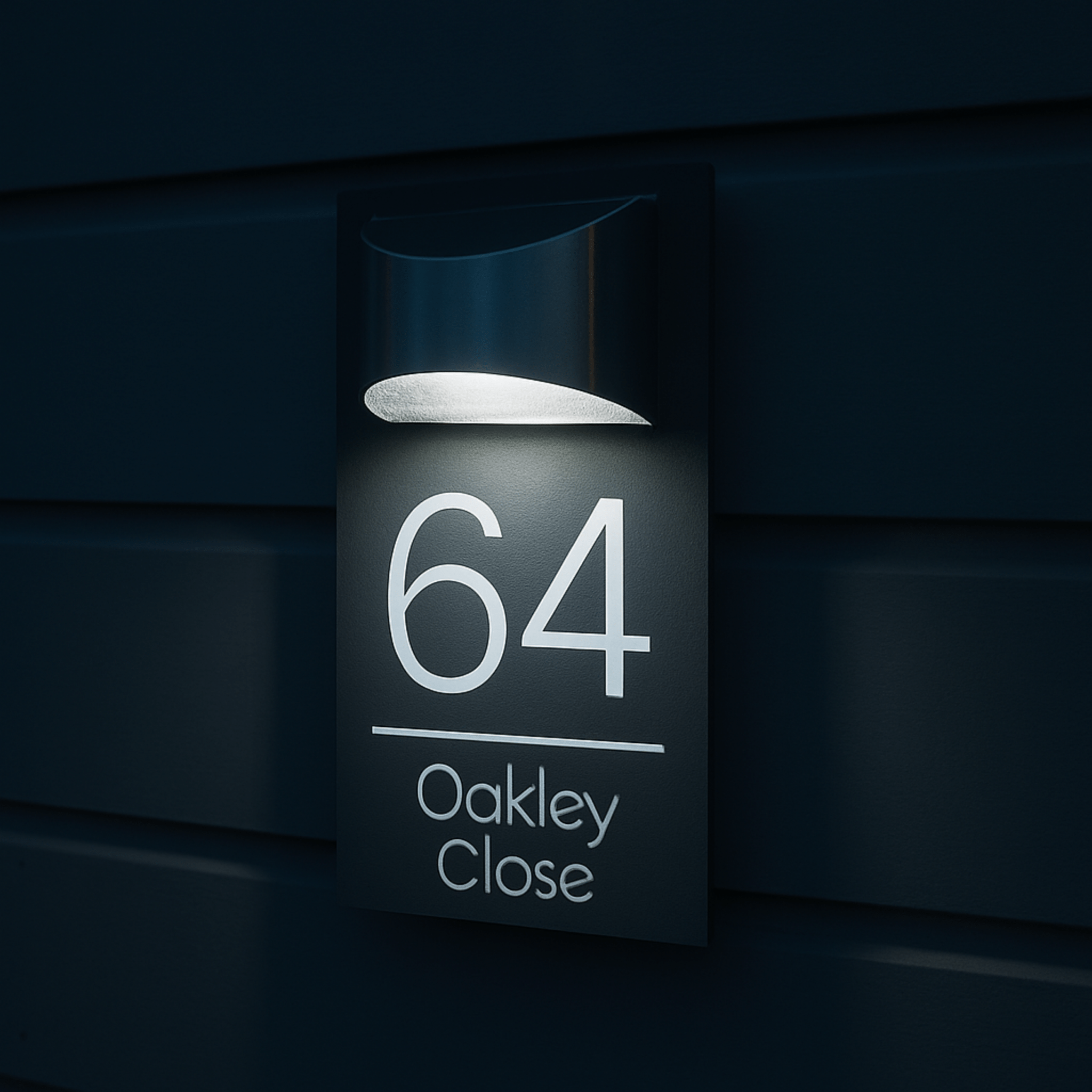 Modern LED House Sign | 16x28cm | Matt Grey Finish - Capital Letter Signs