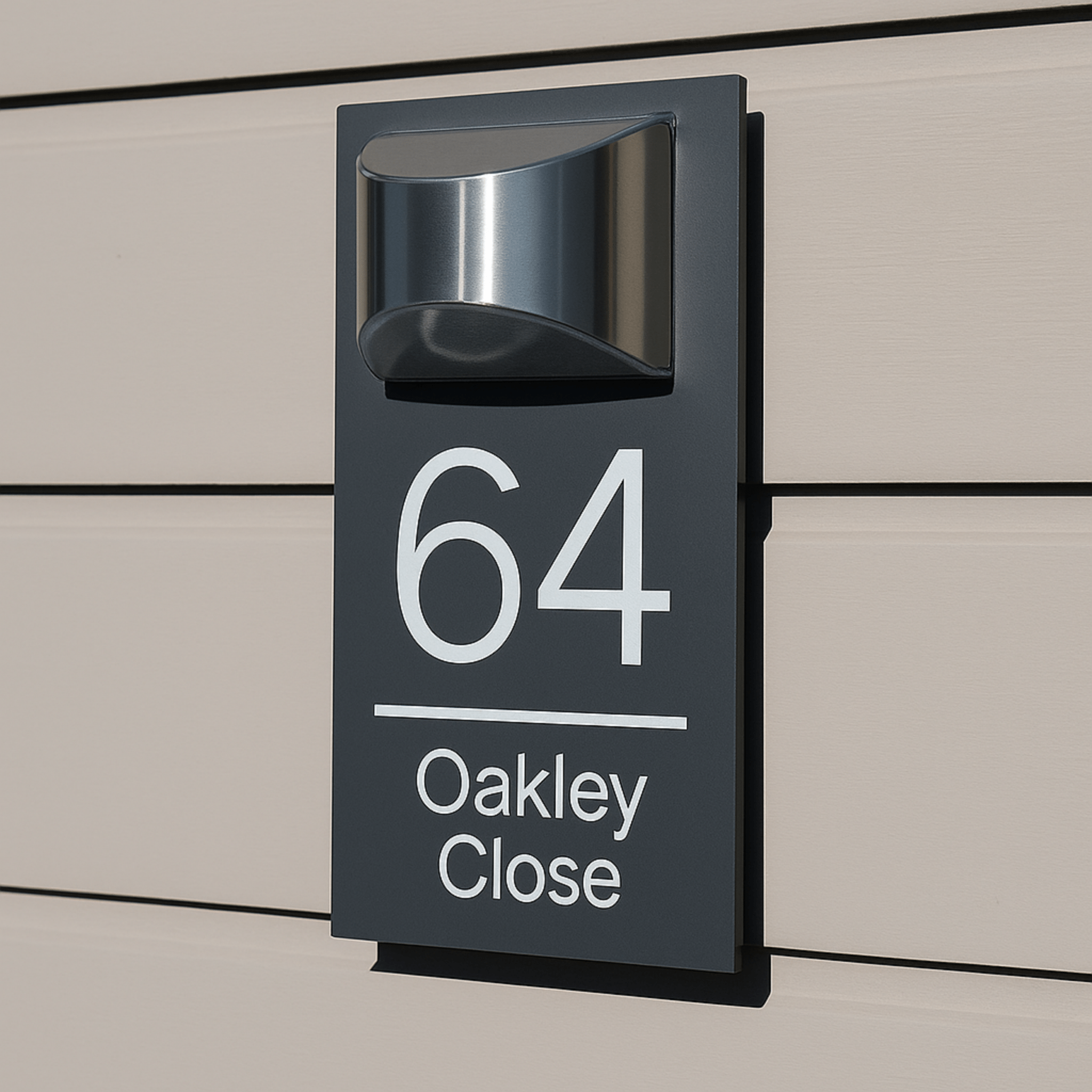 Modern LED House Sign | 16x28cm | Matt Grey Finish - Capital Letter Signs