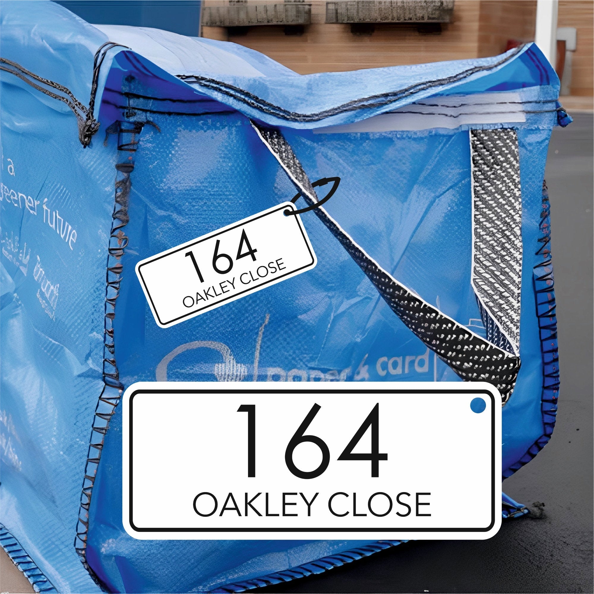 Modern Recycling Bag Tags | Large Number Bin Tag - Capital Letter Signs