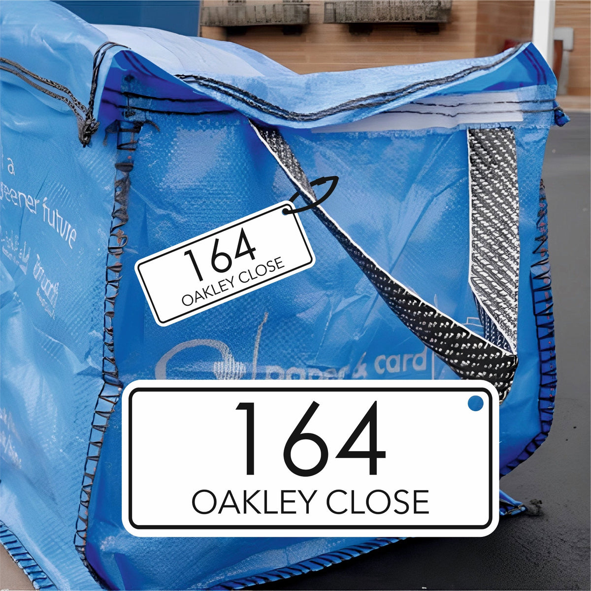 Modern Recycling Bag Tags | Large Number Bin Tag - Capital Letter Signs