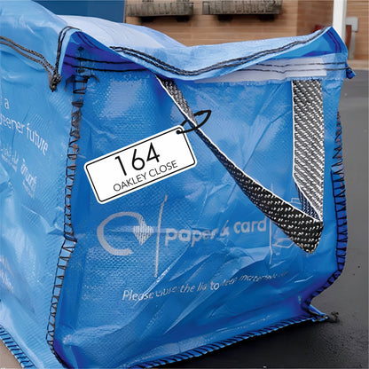 Modern Recycling Bag Tags | Large Number Bin Tag - Capital Letter Signs
