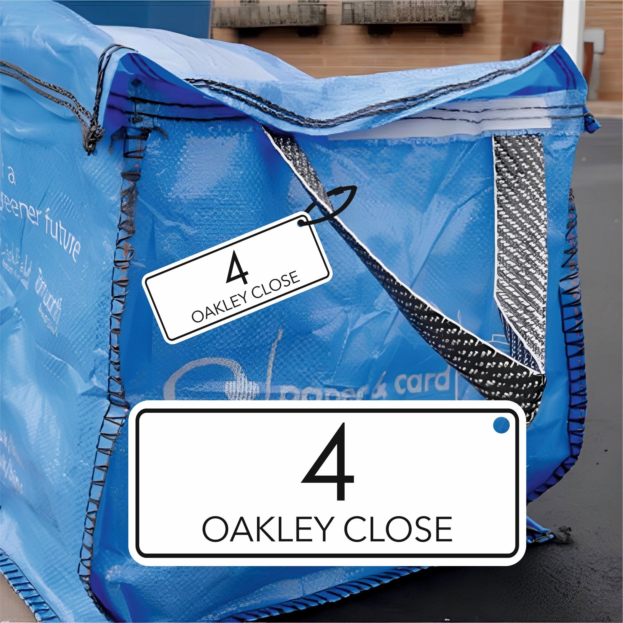 Modern Recycling Bag Tags | Large Number Bin Tag - Capital Letter Signs