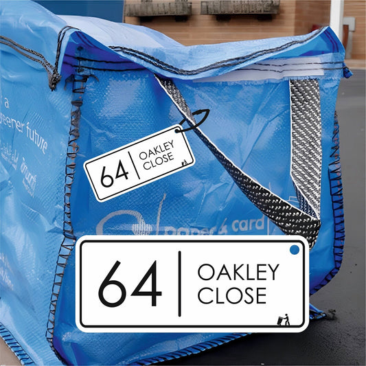 Modern Recycling Bag Tags | Number & Address - Capital Letter Signs