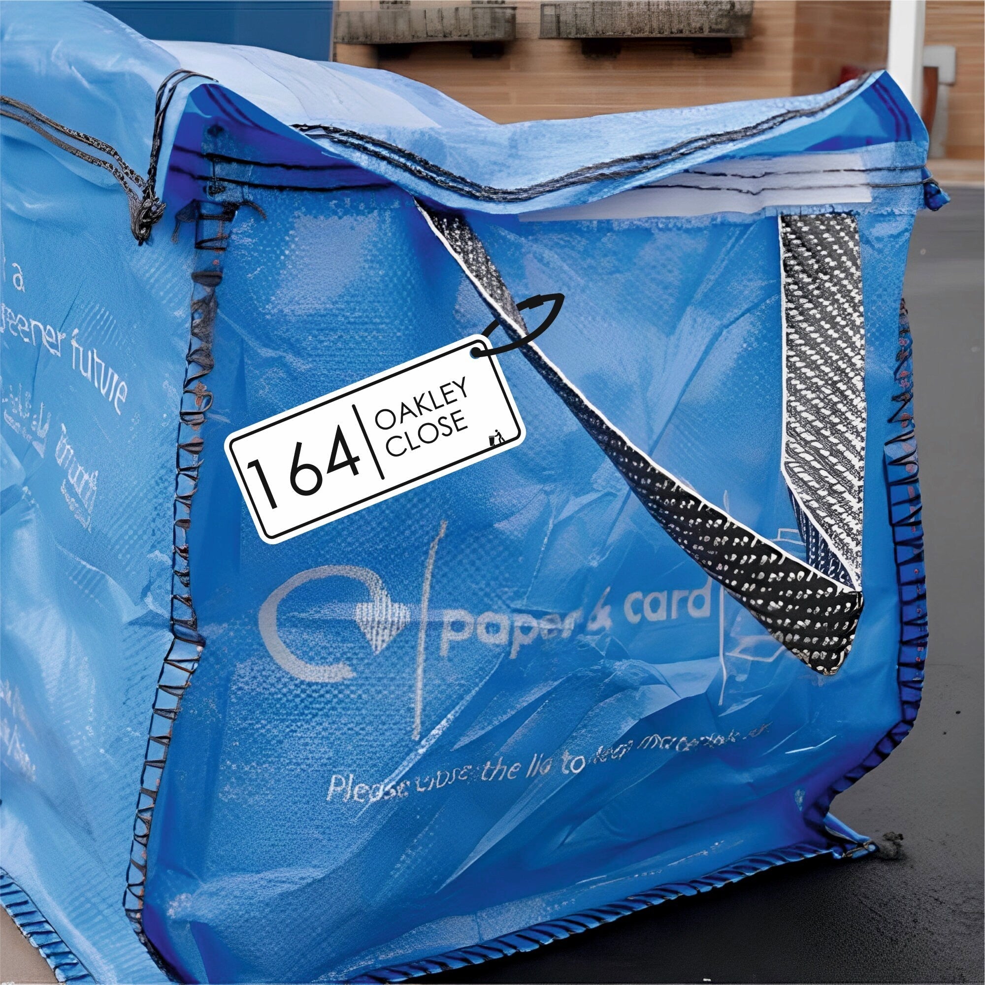 Modern Recycling Bag Tags | Number & Address - Capital Letter Signs