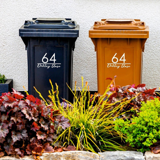 Modern Wheelie Bin Stickers | Handwritten Font - Capital Letter Signs