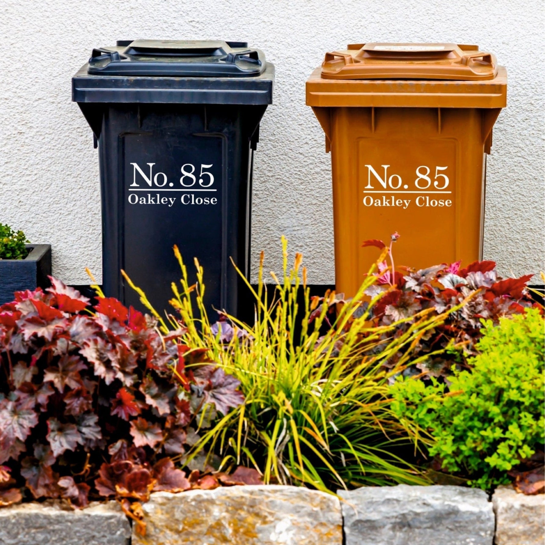 Modern Wheelie Bin Stickers | Traditional Font - Capital Letter Signs