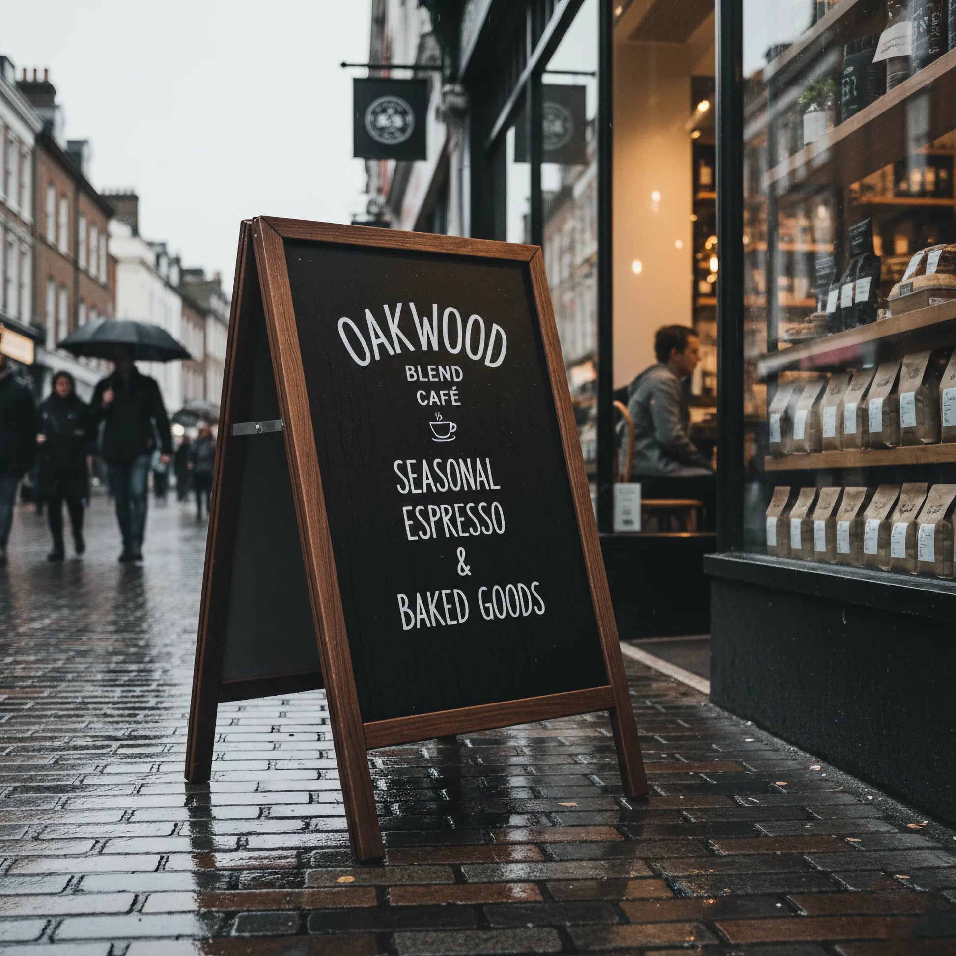 Pavement Sign A-Board by Capital Letter Signs – context image outside shop or café