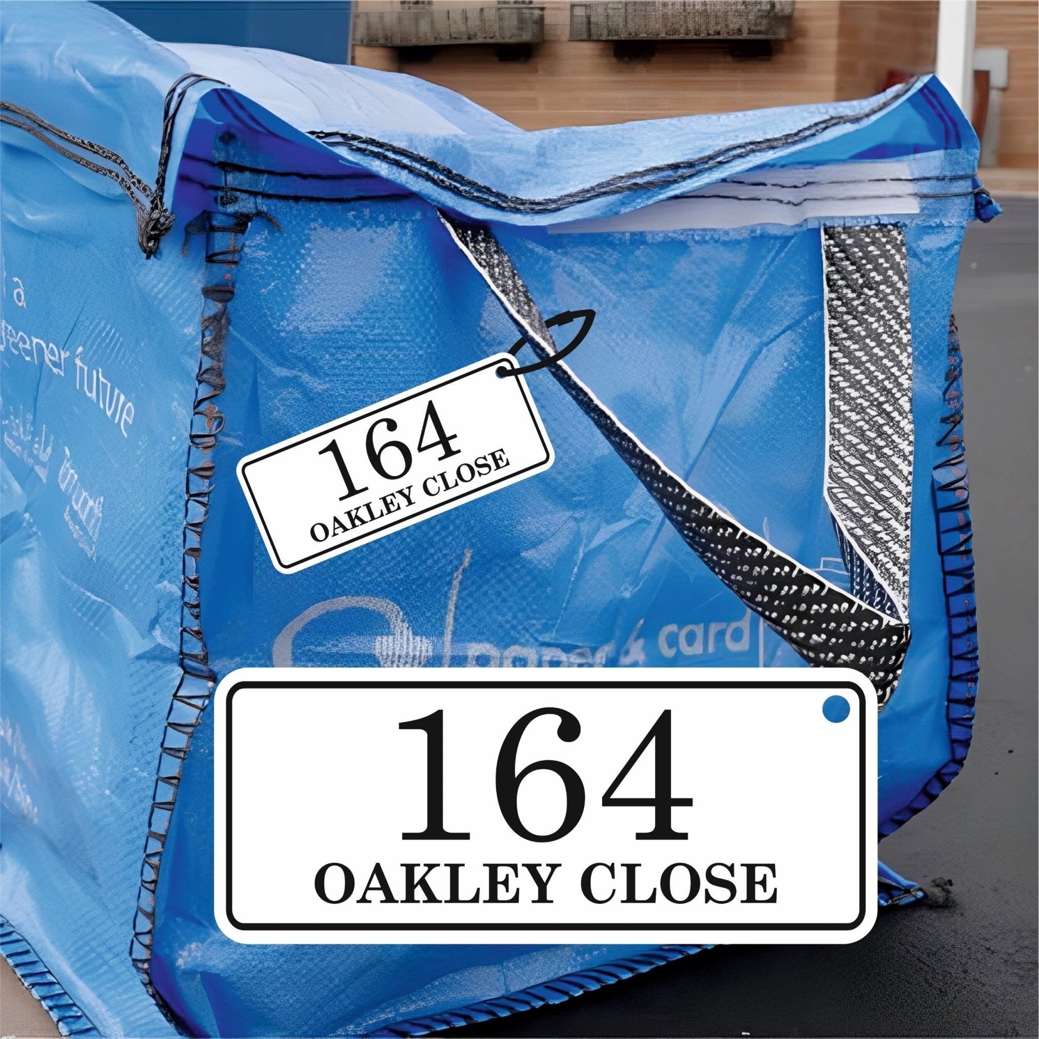 Traditional Recycling Bag Tags | Large Number Bin Tag - Capital Letter Signs