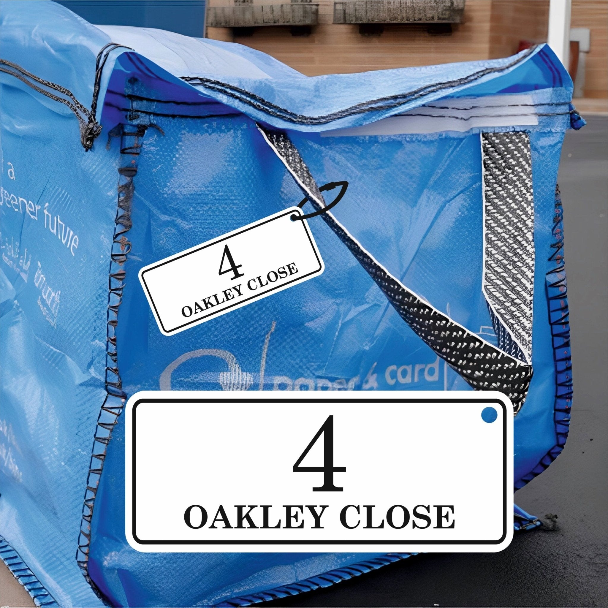 Traditional Recycling Bag Tags | Large Number Bin Tag - Capital Letter Signs