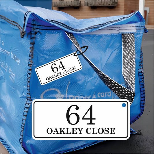 Traditional Recycling Bag Tags | Large Number Bin Tag - Capital Letter Signs
