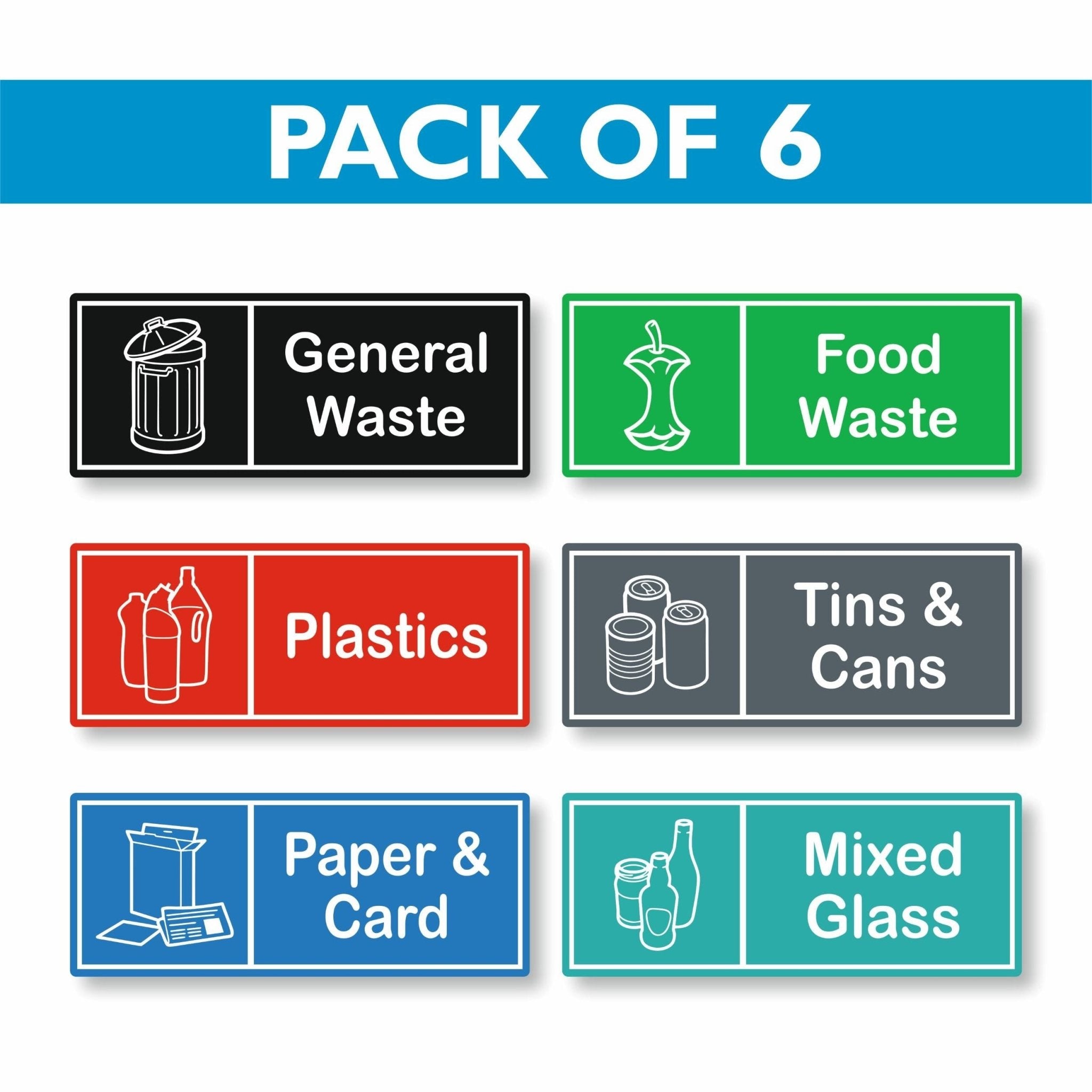 x6 Recycling Bin Labels | Waterproof Recycling Bin Stickers - Capital Letter Signs